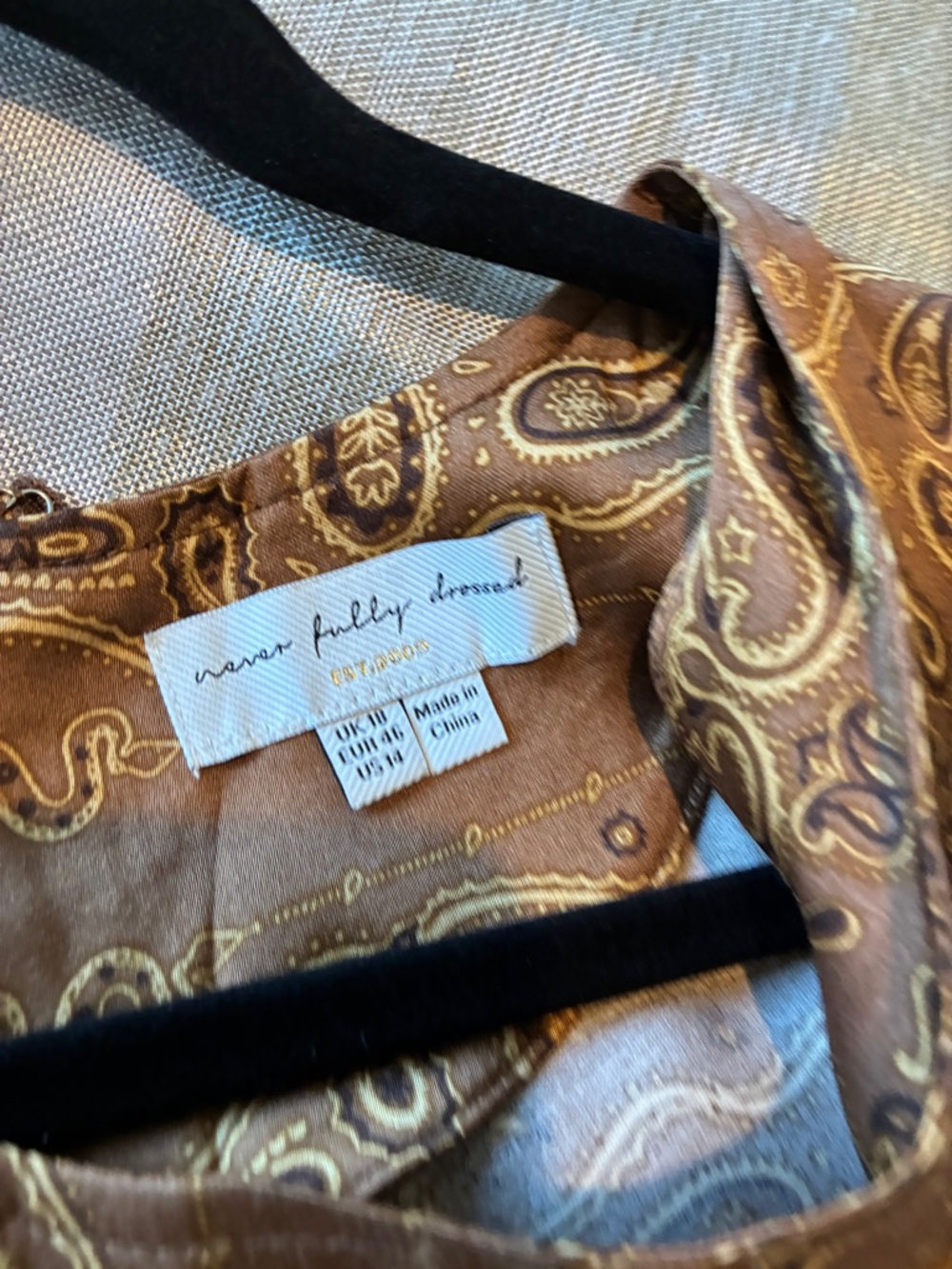 Never Fully Dressed Brown Paisley Long Sleeve Dress - Picture 7 of 16